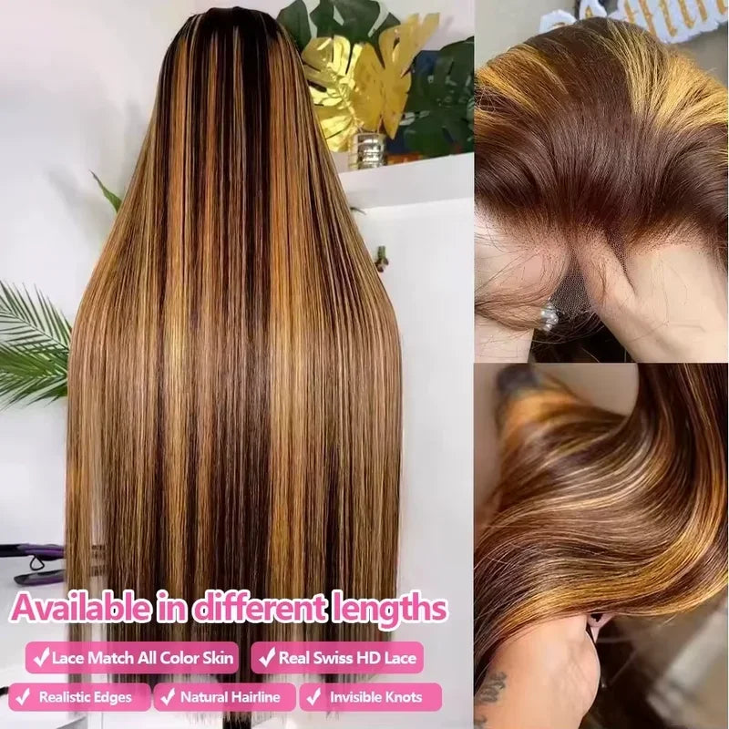 Highlight Glueless Lace Straight Wig Human Hair Wig