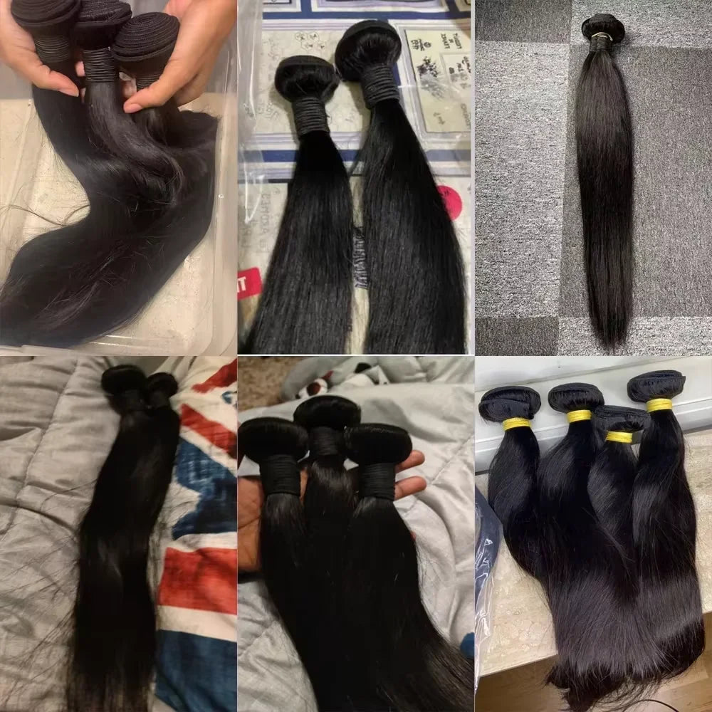 Queenlike 30 Inch Human Hair Bundles Brazilian Raw Hair Weave 1/3/4 Bundles Human Hair 26 28 30 Inch Straight Hair Extensions