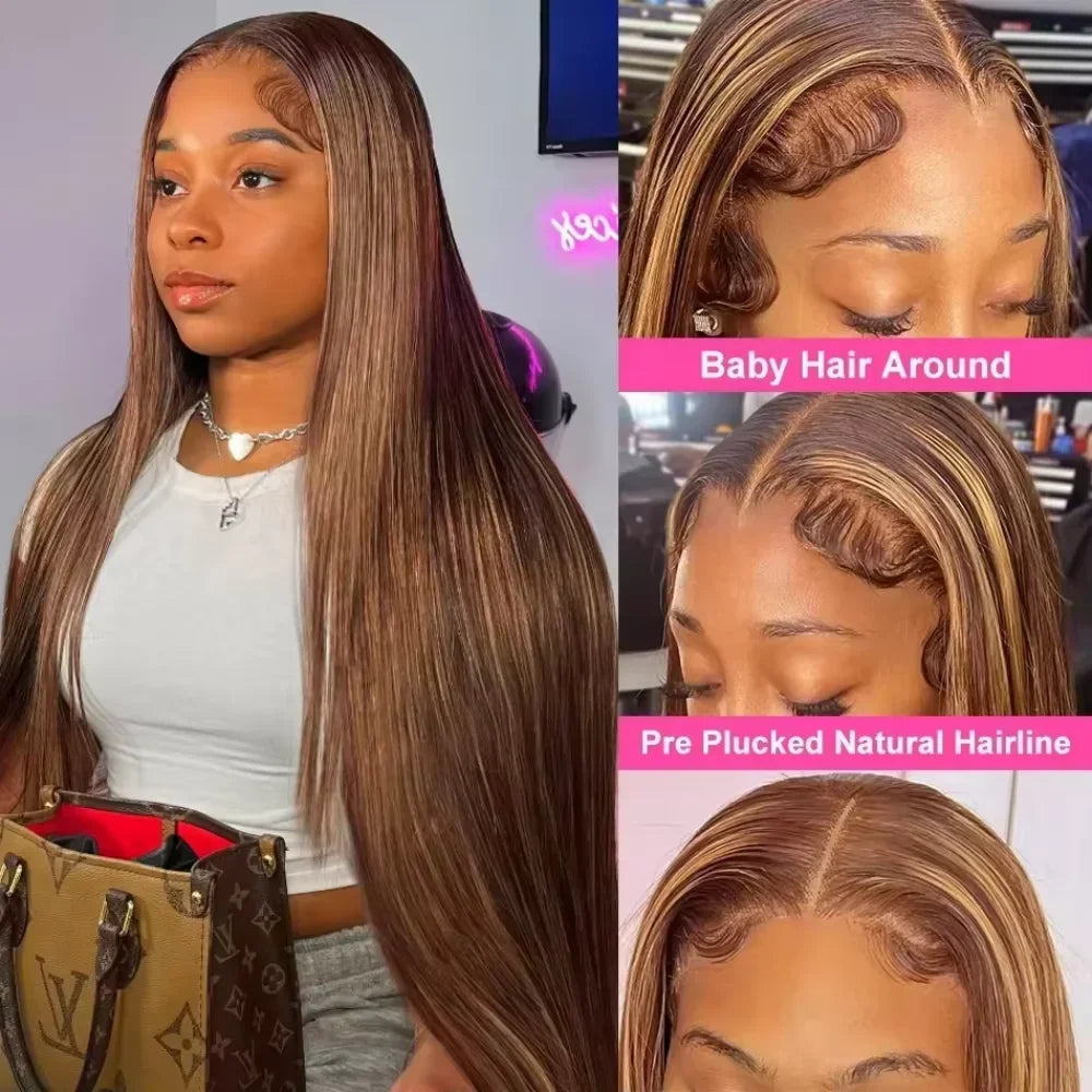 Highlight Glueless Lace Straight Wig Human Hair Wig