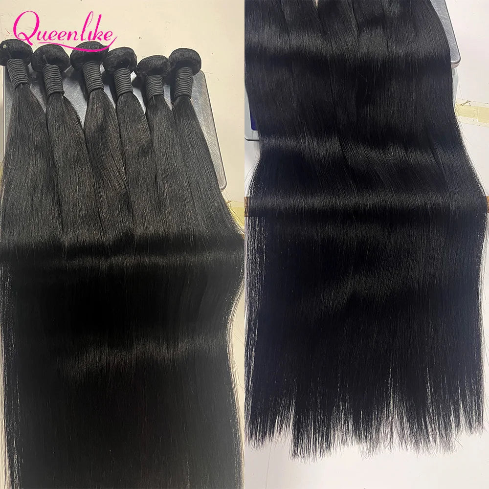 Queenlike 30 Inch Human Hair Bundles Brazilian Raw Hair Weave 1/3/4 Bundles Human Hair 26 28 30 Inch Straight Hair Extensions