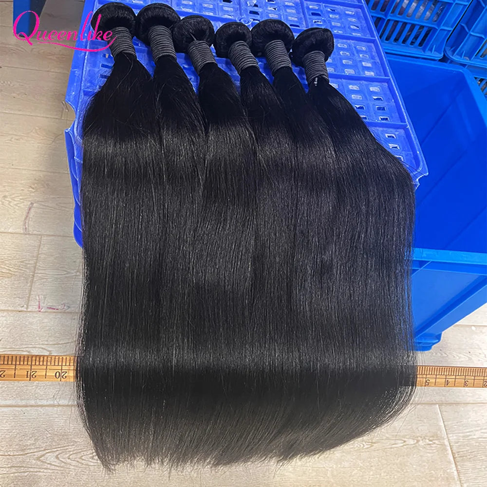 Queenlike 30 Inch Human Hair Bundles Brazilian Raw Hair Weave 1/3/4 Bundles Human Hair 26 28 30 Inch Straight Hair Extensions