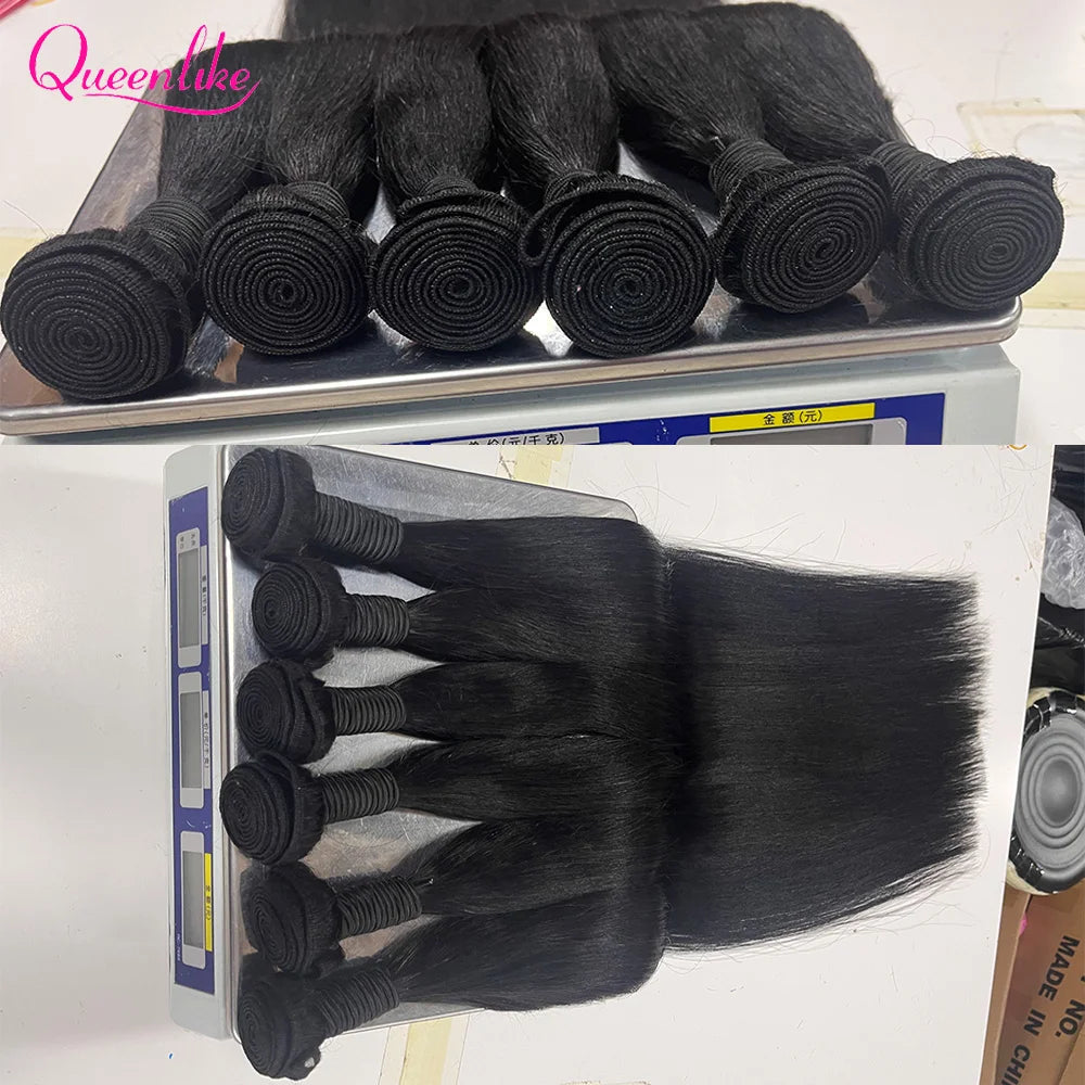 Queenlike 30 Inch Human Hair Bundles Brazilian Raw Hair Weave 1/3/4 Bundles Human Hair 26 28 30 Inch Straight Hair Extensions